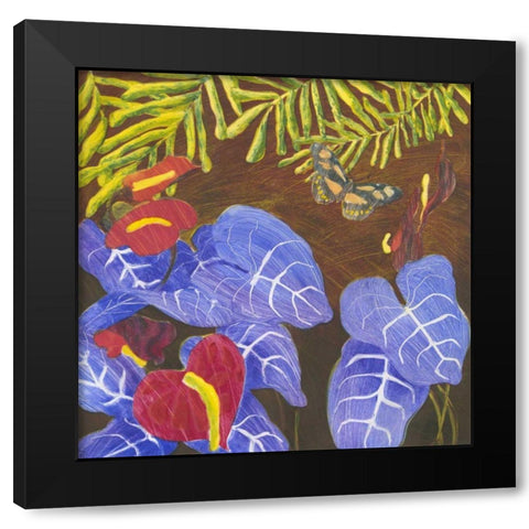 Tropical Monotype II Black Modern Wood Framed Art Print by Roth, Carolyn