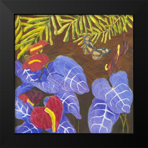 Tropical Monotype II Black Modern Wood Framed Art Print by Roth, Carolyn