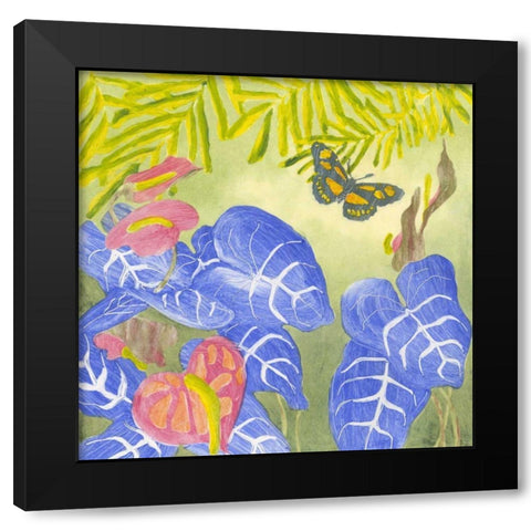 Tropical Monotype III Black Modern Wood Framed Art Print by Roth, Carolyn