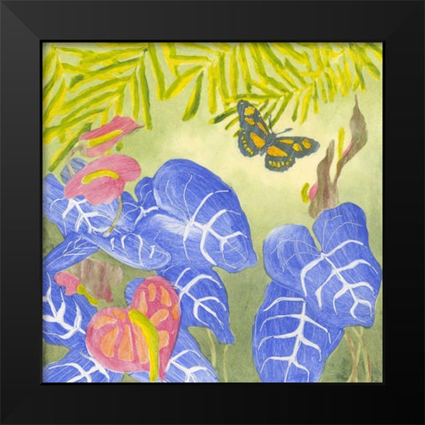 Tropical Monotype III Black Modern Wood Framed Art Print by Roth, Carolyn