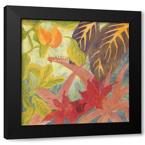 Tropical Monotype IV Black Modern Wood Framed Art Print by Roth, Carolyn