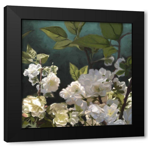 White Roses I Black Modern Wood Framed Art Print by Novak, Rick