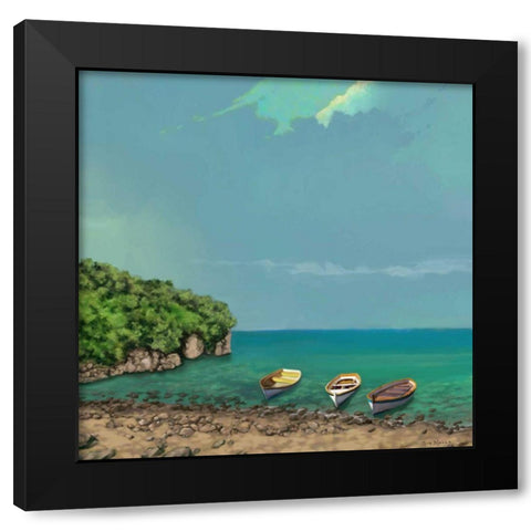 Sailing Serenity II Black Modern Wood Framed Art Print with Double Matting by Novak, Rick