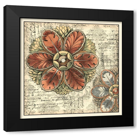 Vintage Rosette I Black Modern Wood Framed Art Print with Double Matting by Vision Studio
