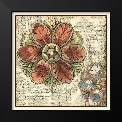 Vintage Rosette I Black Modern Wood Framed Art Print by Vision Studio