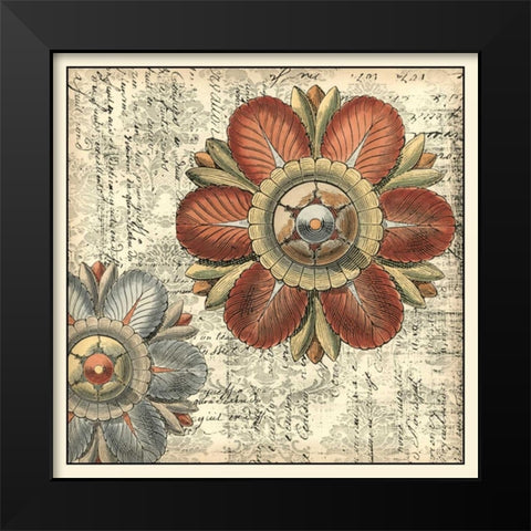 Vintage Rosette II Black Modern Wood Framed Art Print by Vision Studio