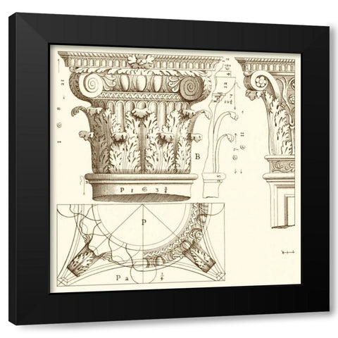 Corinthian Detail III Black Modern Wood Framed Art Print by Vision Studio