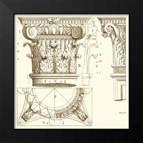 Corinthian Detail III Black Modern Wood Framed Art Print by Vision Studio