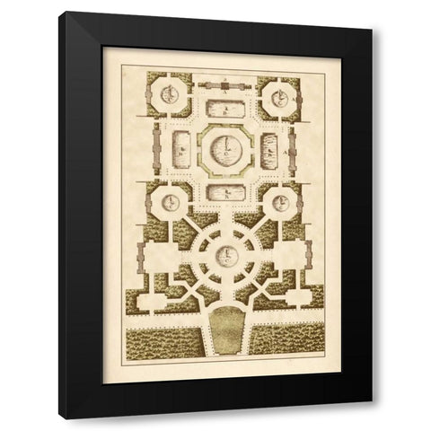 Garden Maze III Black Modern Wood Framed Art Print with Double Matting by Blondel