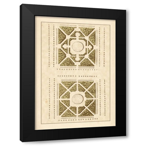 Garden Maze IV Black Modern Wood Framed Art Print with Double Matting by Blondel