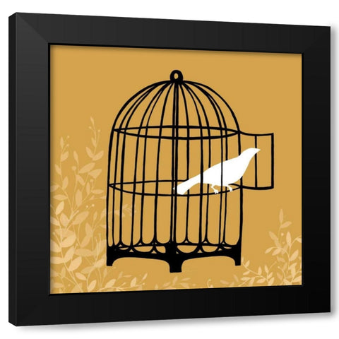 Birdcage Silhouette II Black Modern Wood Framed Art Print with Double Matting by Vess, June Erica