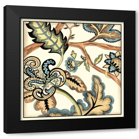 Jacobean Tile II Black Modern Wood Framed Art Print with Double Matting by Zarris, Chariklia