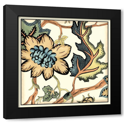 Jacobean Tile III Black Modern Wood Framed Art Print with Double Matting by Zarris, Chariklia