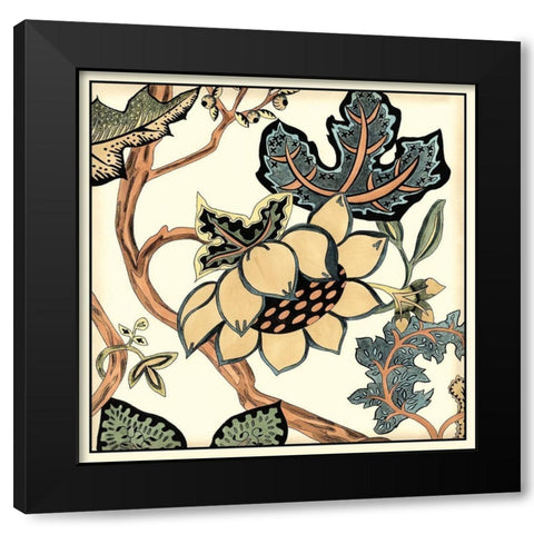 Jacobean Tile IV Black Modern Wood Framed Art Print with Double Matting by Zarris, Chariklia