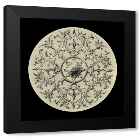 Black and Tan Medallion II Black Modern Wood Framed Art Print with Double Matting by Vision Studio
