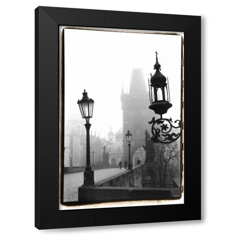 Charles Bridge in Morning Fog I Black Modern Wood Framed Art Print with Double Matting by DeNardo, Laura