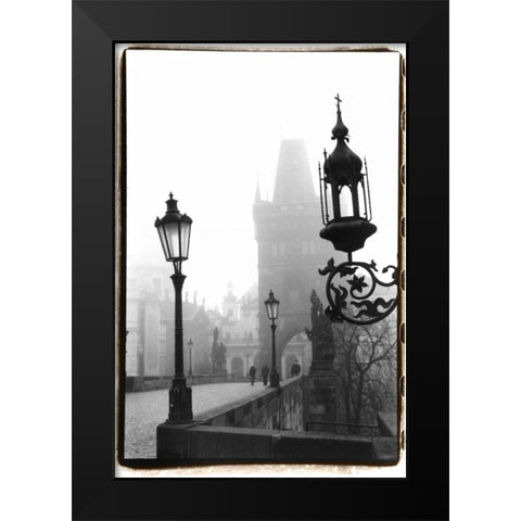 Charles Bridge in Morning Fog I Black Modern Wood Framed Art Print by DeNardo, Laura