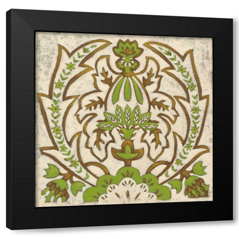 Lotus Tapestry II Black Modern Wood Framed Art Print with Double Matting by Zarris, Chariklia