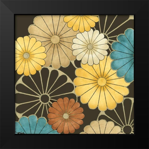 Floral Confetti I Black Modern Wood Framed Art Print by Vess, June Erica
