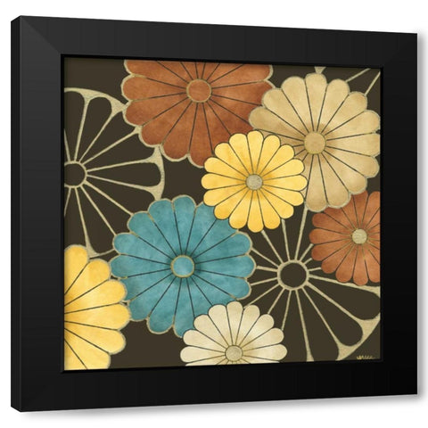 Floral Confetti II Black Modern Wood Framed Art Print by Vess, June Erica