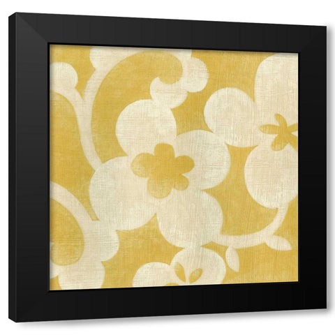 Suzani Silhouette in Yellow I Black Modern Wood Framed Art Print with Double Matting by Zarris, Chariklia