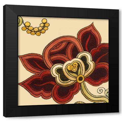 Paprika Floral II Black Modern Wood Framed Art Print by Vess, June Erica