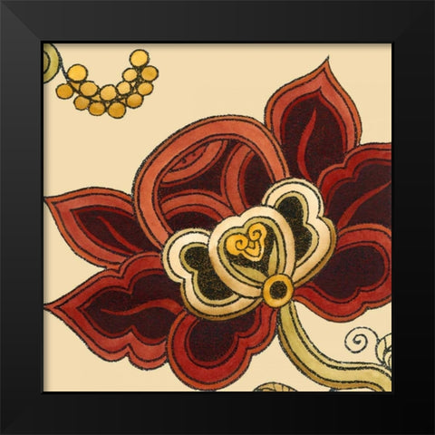 Paprika Floral II Black Modern Wood Framed Art Print by Vess, June Erica