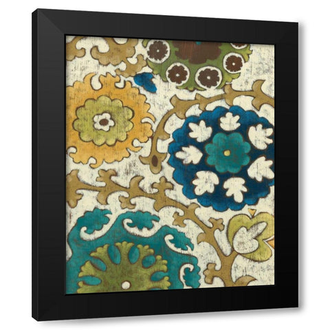 Suzani Song V Black Modern Wood Framed Art Print with Double Matting by Zarris, Chariklia