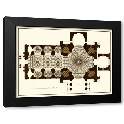 French Marquetry II Black Modern Wood Framed Art Print with Double Matting by Vision Studio