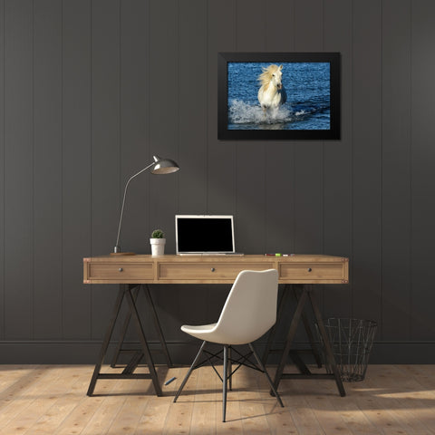 Blue Sea Black Modern Wood Framed Art Print by PHBurchett