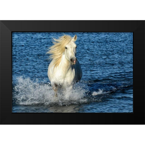 Blue Sea Black Modern Wood Framed Art Print by PHBurchett