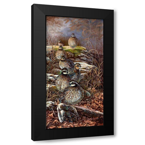 Quail Trail Black Modern Wood Framed Art Print with Double Matting by Mock, Carolyn