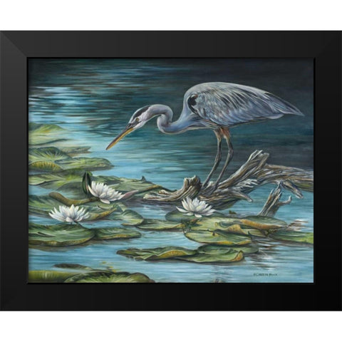 Heron Haven Black Modern Wood Framed Art Print by Mock, Carolyn