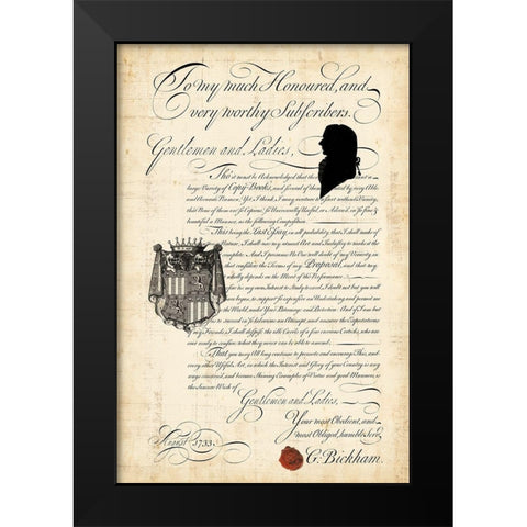Bickhams Proposal Black Modern Wood Framed Art Print by Vision Studio