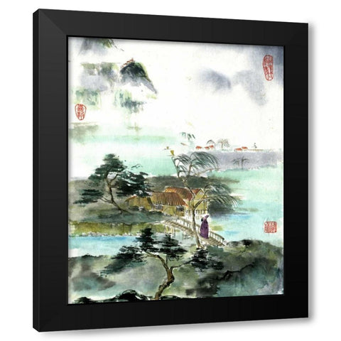 Visitor from Afar Black Modern Wood Framed Art Print by Rae, Nan