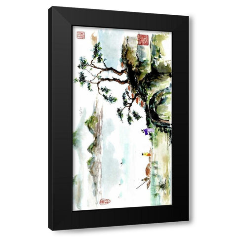 The Greeting Black Modern Wood Framed Art Print with Double Matting by Rae, Nan
