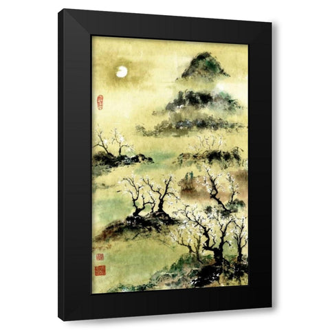 Viewing Plum Blossoms in Moonlight Black Modern Wood Framed Art Print with Double Matting by Rae, Nan