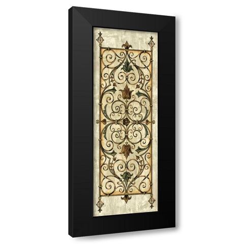 Crackled Verdigirs Panel II Black Modern Wood Framed Art Print with Double Matting by Vision Studio