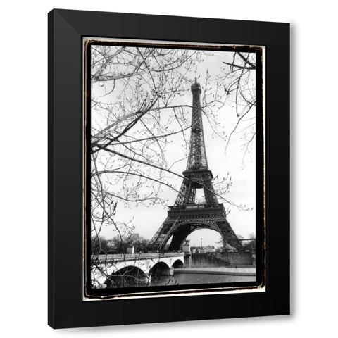 Eiffel Tower Along The Seine River Black Modern Wood Framed Art Print with Double Matting by DeNardo, Laura