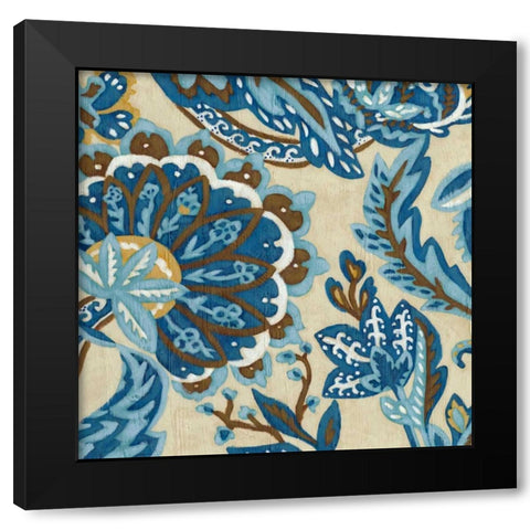 Indigo Tapestry I Black Modern Wood Framed Art Print by Zarris, Chariklia