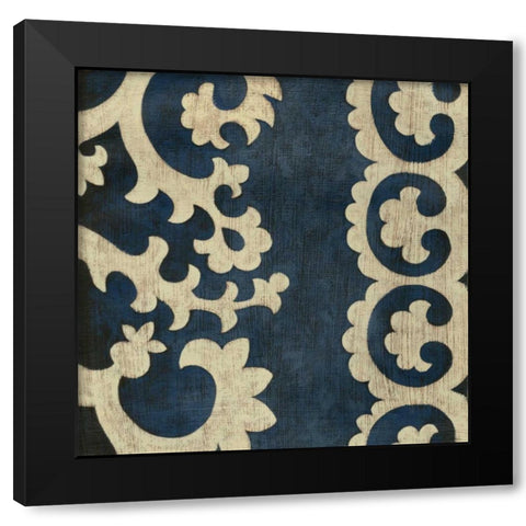 Indigo Suzani I Black Modern Wood Framed Art Print with Double Matting by Zarris, Chariklia