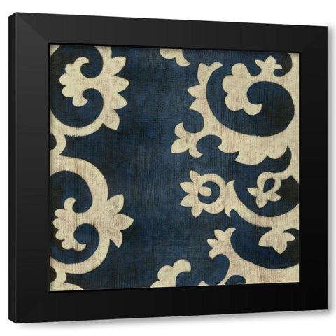 Indigo Suzani IV Black Modern Wood Framed Art Print with Double Matting by Zarris, Chariklia