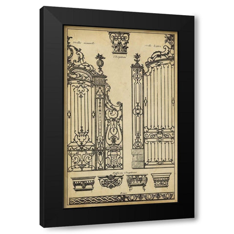 Vintage Gate II Black Modern Wood Framed Art Print by Blondel, J.F.