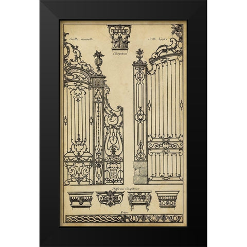 Vintage Gate II Black Modern Wood Framed Art Print by Blondel, J.F.