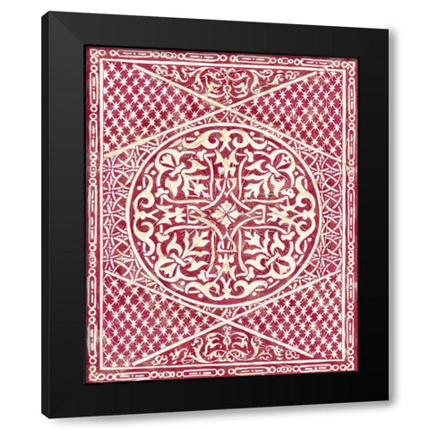 Woodcut in Red I Black Modern Wood Framed Art Print with Double Matting by Zarris, Chariklia