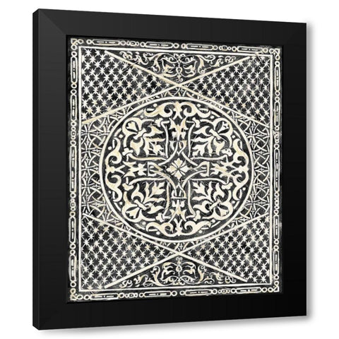 Woodcut in Black I Black Modern Wood Framed Art Print with Double Matting by Zarris, Chariklia