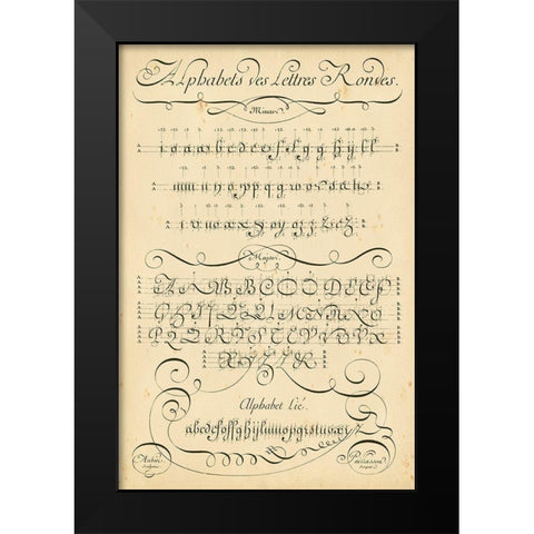 Alphabet Sampler I Black Modern Wood Framed Art Print by Diderot, Denis
