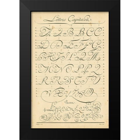 Alphabet Sampler IV Black Modern Wood Framed Art Print by Diderot, Denis