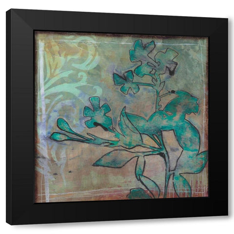 Teal Extraction II Black Modern Wood Framed Art Print with Double Matting by Goldberger, Jennifer