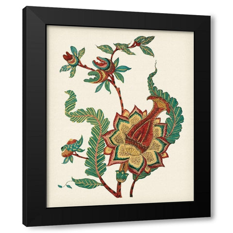 Jacobean Floral I Black Modern Wood Framed Art Print with Double Matting by Vision Studio